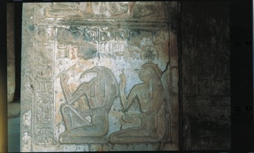 Abydos, Thot and  Sechat holding the secrets of knowledge