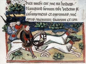 Manuscript of the Hours of Rohan-Montauban: Cynegetic story - dogs and horses hunting