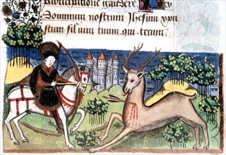 Manuscript of the Hours of Rohan-Montauban: Cynegetic story - running doe