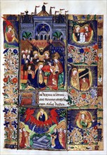 Manuscrit des Heures de Rohan-Montauban : le couronnement de la Vierge et son Assomption
