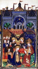 Manuscrit des Heures de Rohan-Montauban : le couronnement de la Vierge