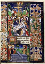 Manuscript of the Hours of Rohan-Montauban : The Descent from the Cross, and the Women at the tomb