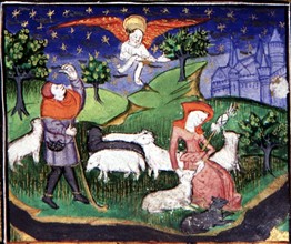 Manuscript of the Hours of Rohan-Montauban : The Annunciation to the Shepherds