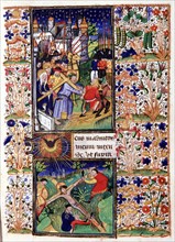 Manuscrit des Heures de Rohan-Montauban : le portement de Croix et la Crucifixion