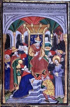 Manuscrit des Heures de Rohan-Montauban : le christ devant Ponce-Pilate
