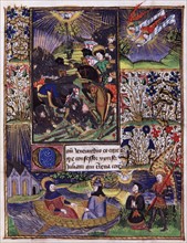 Manuscrit des Heures de Rohan-Montauban : Grande composition à deux scènes : la vie de saint Julien