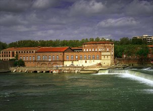 Toulouse, moulin de Bazacle à l'embouchure du canal de Brienne/Garonne