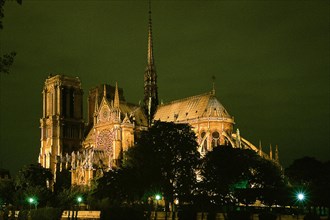Notre-Dame cathedral illuminated,  Paris