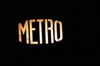 Lighted metro sign
