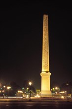 Illuminated Obelisk on Place de la Concorde, Paris