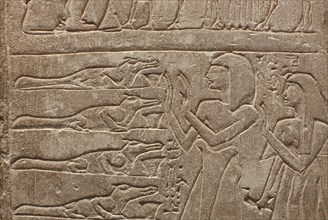 Egyptian limestone stelae for the god Sobek from Sumenu (detail)