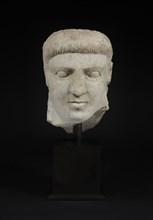 Roman white marble janus head