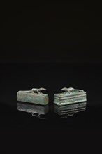 Two egyptian miniature coffins shrews