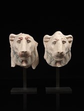 Two egyptian protome lion's head