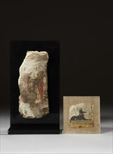 Deux toiles de momies peintes d'Anubis et du fils d'Horus Québésénouf