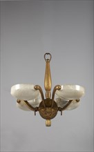 Chandelier with gadrooned spindle-shaped stem