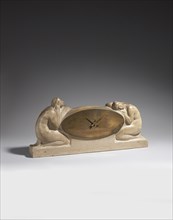 Clock in patinated stone