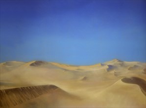 Painted canvas tarp. Desert landscape