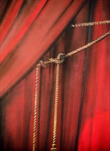Painted backdrop. Stage curtain