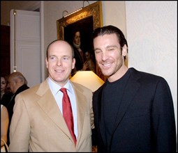 02/20/2001. Private party with Prince Albert during TV festival in Monte Carlo.