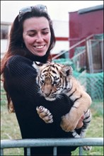 02/00/2001. Virginie Tessier the youngest wild beast tamer in the world.