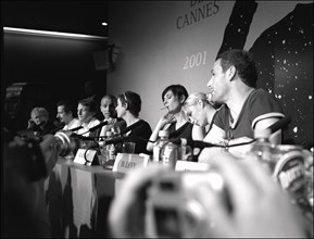 05/12/2001. 54th Cannes film festival: Press conference of "la Repetition" team.