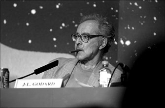05/15/2001. Movie Director, Jean-Luc Godard giving press conference at the 54th Cannes Film festival