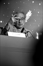 05/15/2001. Movie Director, Jean-Luc Godard giving press conference at the 54th Cannes Film festival