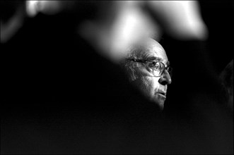 05/15/2001. Movie Director, Jean-Luc Godard giving press conference at the 54th Cannes Film festival