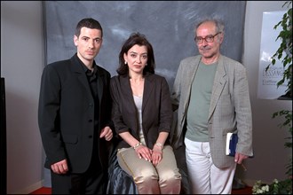 05/16/2001 54TH Cannes film festival: studio of Jean-Luc Godard, Cecile Camp, Bruno Putzulu