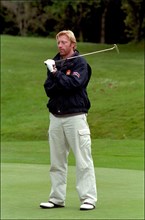 05/21/2001. Boris Becker playing golf in Monaco