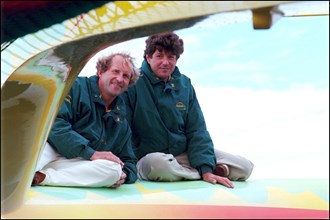 07/00/2001. Jean Le Cam and Jacques Caraes skippers of "Bonduelle" trimaran.