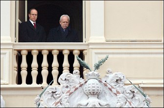 01/27/2002. Prince Rainier of Monaco and his son Prince Albert celebrate Sainte Devote.