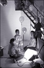 04/24/2002.  On the set of Stephane Ly-Cuong's short-running musical "Paradisco", with a casting made of stars from France's most successful musicals.