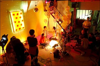 04/24/2002.  On the set of Stephane Ly-Cuong's short-running musical "Paradisco", with a casting made of stars from France's most successful musicals.