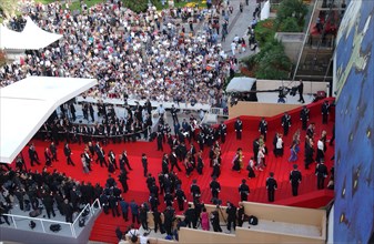 05/00/2002. Aerial view of the red carpet of Cannes Film Festival