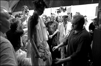 07/09/2002. Fall-winter 2002-03 Haute-Couture collections: the backstage of Christian Dior's fashion show