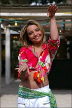 04/09/2003.  French teen Pop Star Priscilla on the shooting of her latest music video "Tchouk Tchouk" on La Pinede Beach, Antibes.