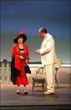 02/03/2004. Clotilde Courau on stage of "La profession de Madame Warren" , a play by George Bernard Shaw