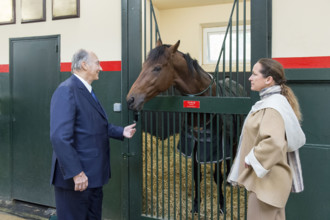 Le prince Karim Aga Khan et sa fille la Princesse Zahra Aga Khan dans leur domaine Domaine d'Aiglemont à Gouvieux (Oise)