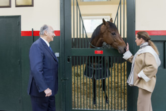 Le prince Karim Aga Khan et sa fille la Princesse Zahra Aga Khan dans leur domaine Domaine d'Aiglemont à Gouvieux (Oise)