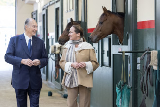 Le prince Karim Aga Khan et sa fille la Princesse Zahra Aga Khan dans leur domaine Domaine d'Aiglemont à Gouvieux (Oise)