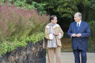 Le prince Karim Aga Khan et sa fille la Princesse Zahra Aga Khan dans leur domaine Domaine d'Aiglemont à Gouvieux (Oise)