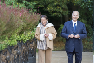 Le prince Karim Aga Khan et sa fille la Princesse Zahra Aga Khan dans leur domaine Domaine d'Aiglemont à Gouvieux (Oise)