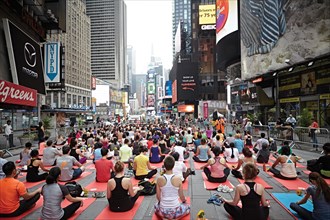 Yoga session in the streets of NY