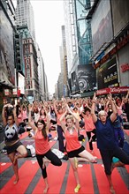 Yoga session in the streets of NY
