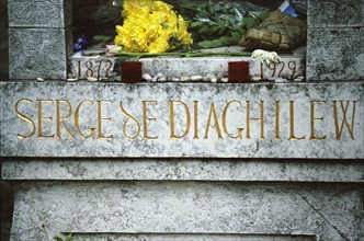 Serge Diaghilev's tomb at San Michele's cemetary in Venice