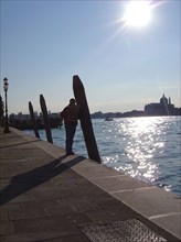 View of Giudecca island from the dock of Zattere in Venice