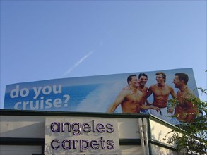 Los Angeles - Santa Monica Blvd, signalétique, panneaux publicitaires et indicateurs