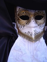 Venise Carnaval Bauta, masque de Venise, blanc et noir
